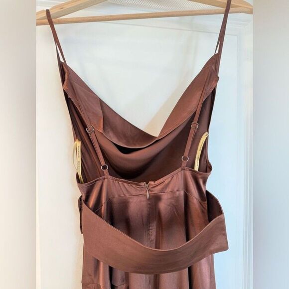 NEW BRINX AND BANCO Leo ChocolateBrown Silk-Blend Maxi Dress, size S - Picture 11 of 12